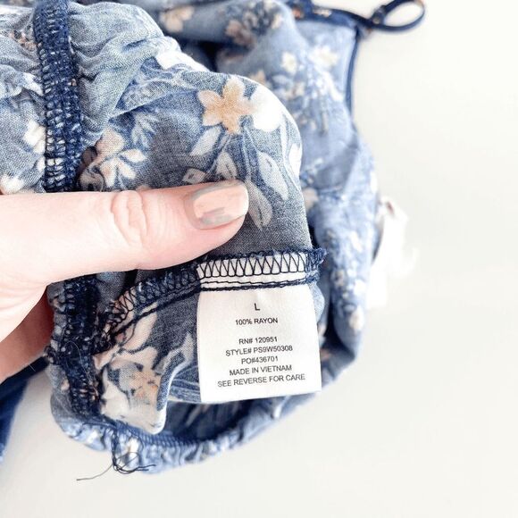 Pink Rose Womens Romper Jumpsuit Sleeveless Floral Print Navy Blue Large - Picture 4 of 8